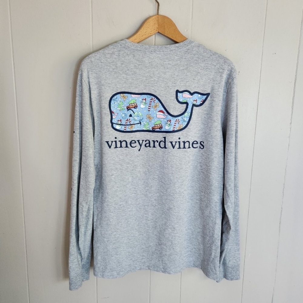Vineyard Vines Christmas Themed long sleeve pocket tee